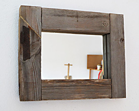 Mirror frame from a window with hinge